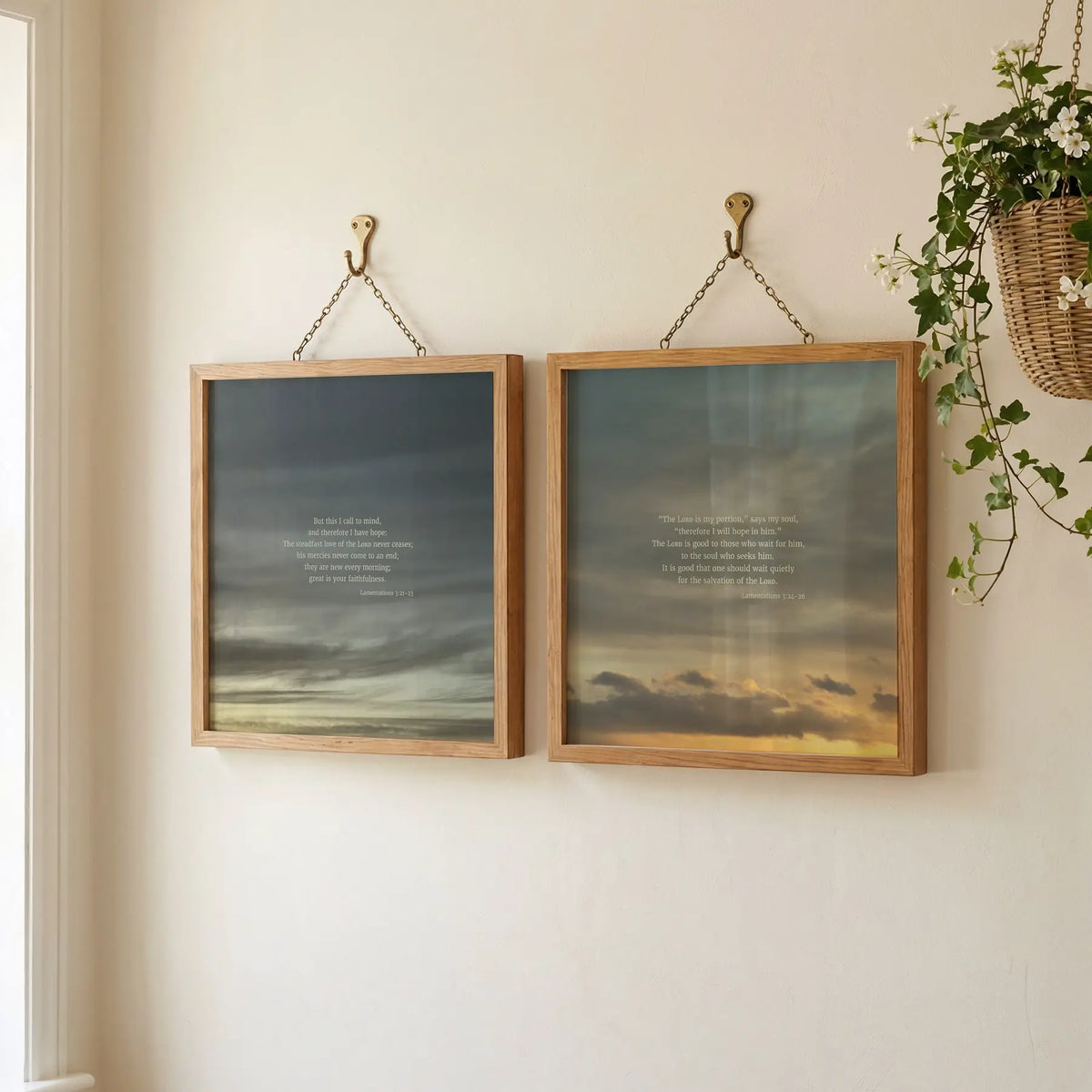 Lamentations3:21-23 & 3:24-26 ESV - Heaven & Nature Co. Scripture Print Set - Lifestyle